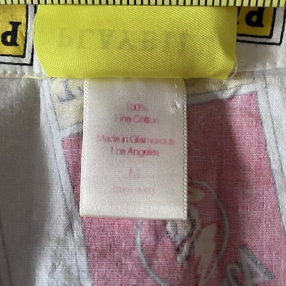 Playbill Short Sleeve Button Up V-Neck Shirt Pattern Of Playbills Women’s M - Picture 12 of 13